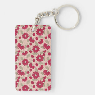 Personalised teacher’s gift, pink daisies key ring
