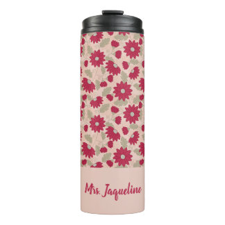 Personalised teacher’s gift, pink daisies tumbler