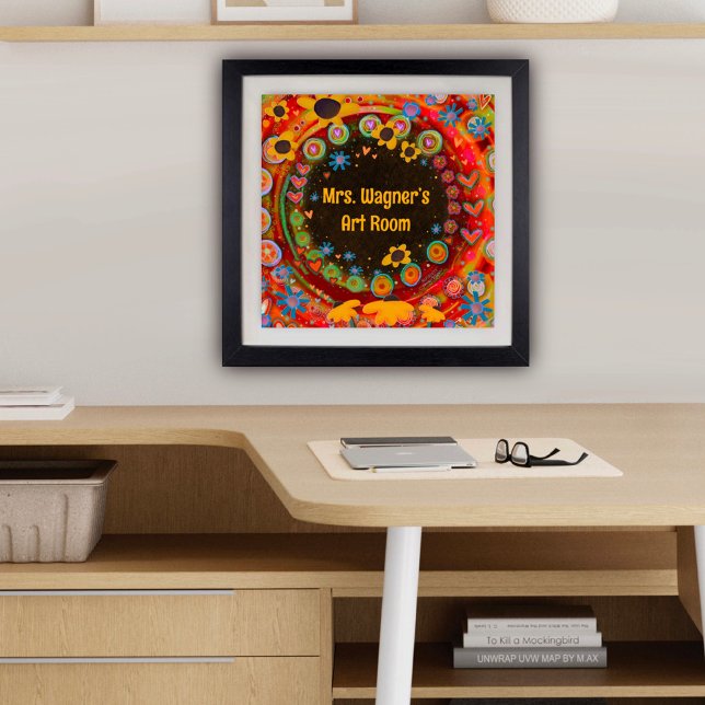 Personalised Teacher’s Room, Colourful Floral Poster (Personalized teacher poster by Inspirivity)