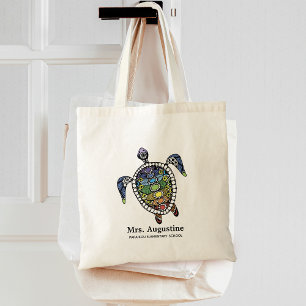 Personalised Teacher School Chakras Turtle Tote Bag