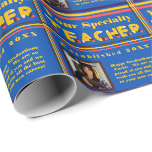 Personalised Teacher Speciality Graduation Photo Wrapping Paper