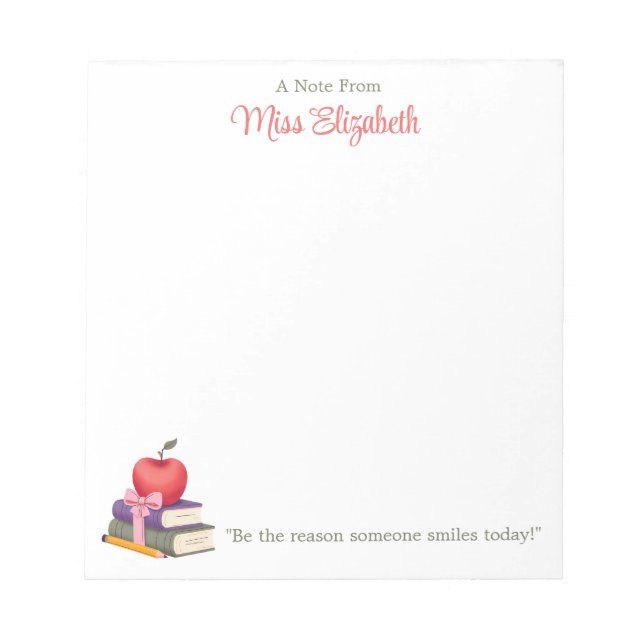 Personalised Teacher Stationery Cute Modern Chic Notepad (Front)