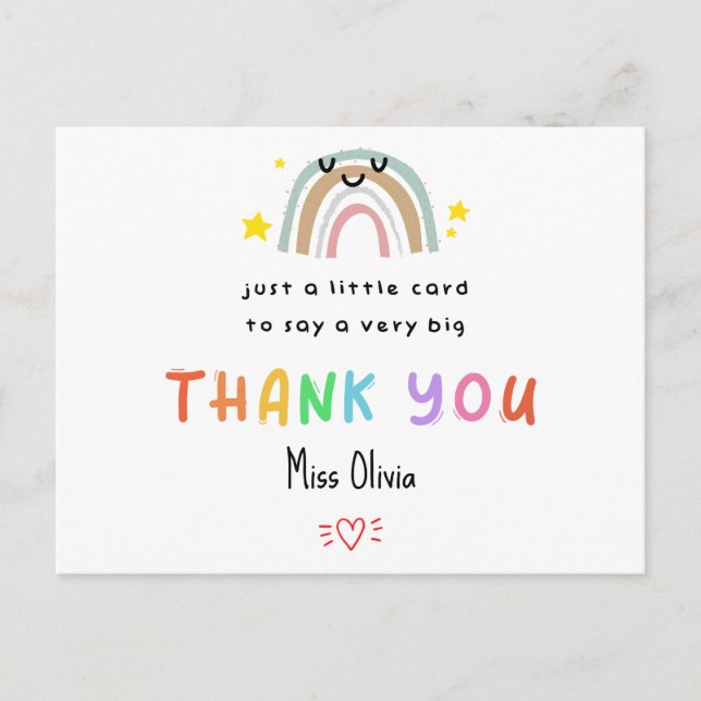 Personalised Teacher Thank You Card - Little Card (Front)