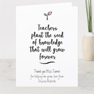 Personalised Teacher 'Thank you' Card with quote