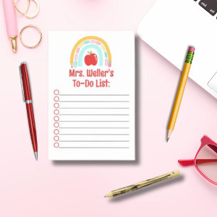 Personalised teacher to-do list rainbow post-it notes