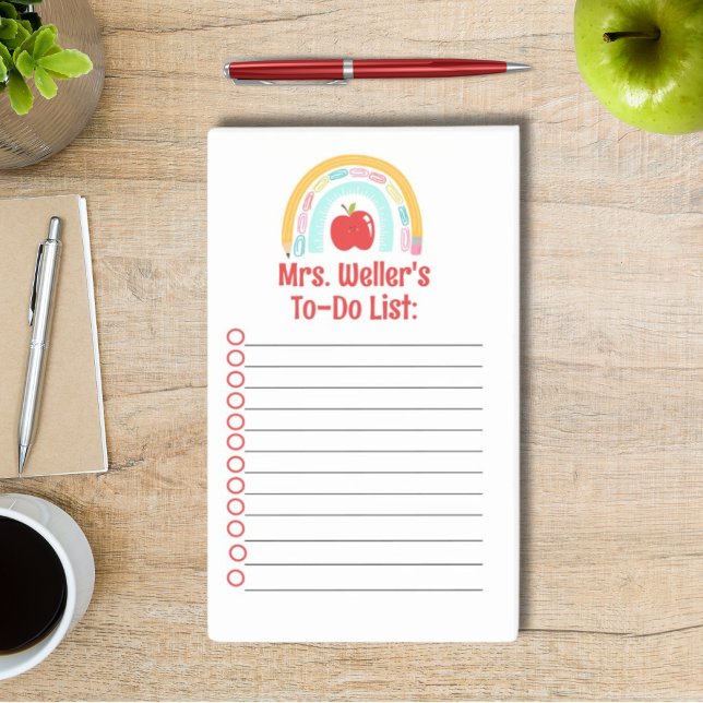 Personalised teacher to-do list rainbow post-it notes (Creator Uploaded)