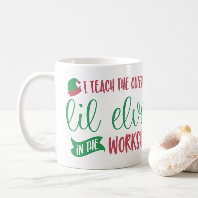 Personalised Teacher to the Cutest Elves Gift Coffee Mug (With Donut)