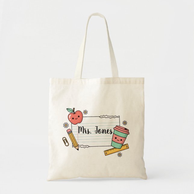 Personalised teacher Tote bag, Custom Teacher  Bag (Front)