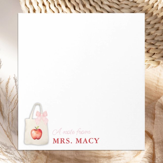 Personalised Teacher Tote Bag with Pink Bow Notepad (Creator Uploaded)