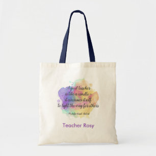 Personalised Teacher Tote Bags (Candle Quote)