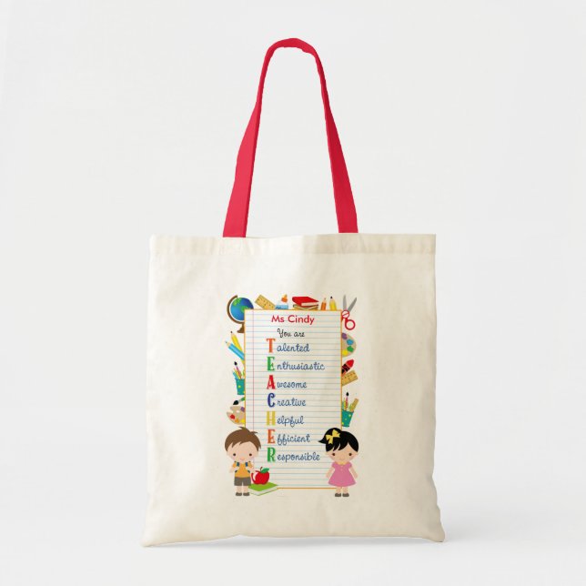 Personalised Teacher Tote Bags (Stationeries) (Front)
