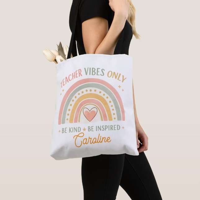 Personalised Teacher Vibes Only Tote Bag (Close Up)