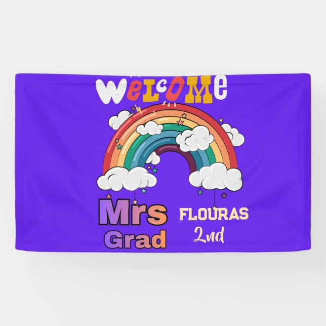 Personalised Teacher Welcome Rainbow Classroom Sig Banner (Horizontal)