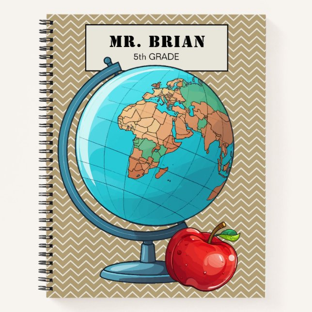 Personalised Teacher World Globe Notebook (Front)