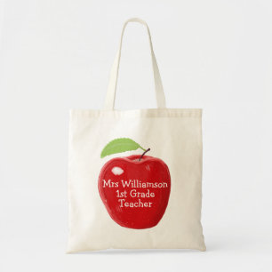 Personalised Teacher's Apple Painting Tote Bag