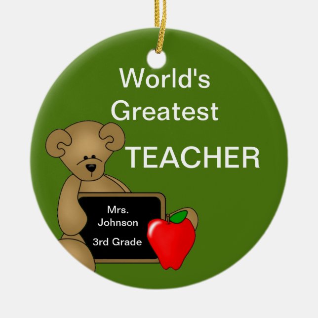 Personalised Teacher's Bear Ornament (Front)