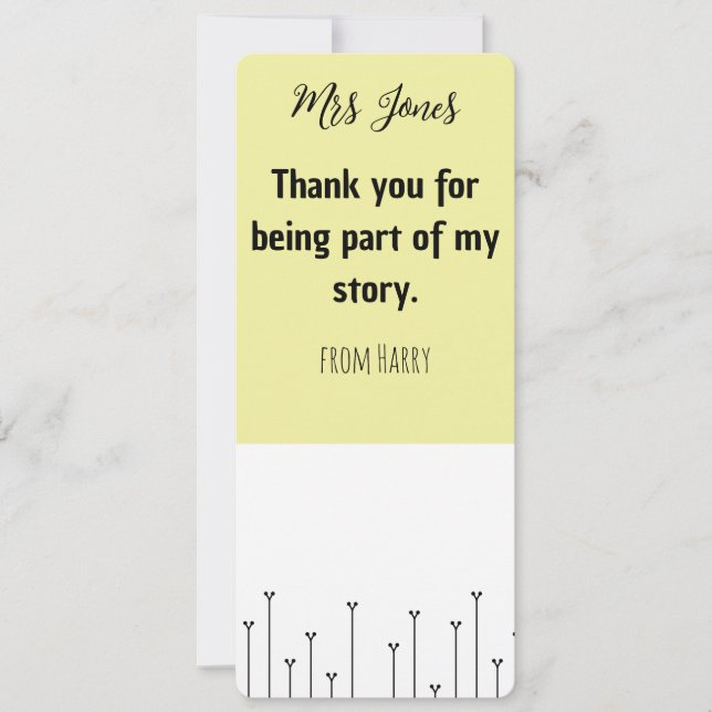 Personalised Teacher's Bookmark Holiday Card (Front)