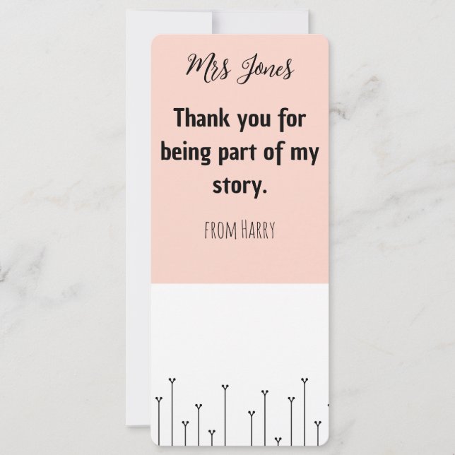 Personalised Teacher's Bookmark Holiday Card (Front)