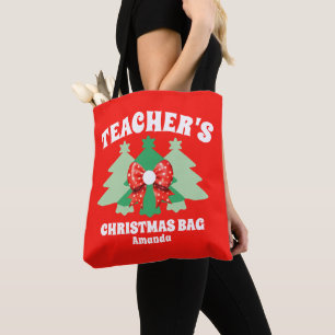 Personalised Teacher's Christmas Tote Bag