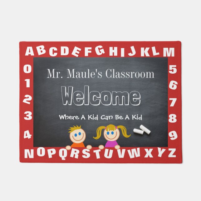 Personalised Teacher's Classroom Alphabet Welcome Doormat (Front)