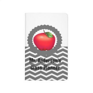 Personalised Teachers Grey Chevron Apple Planner Journal