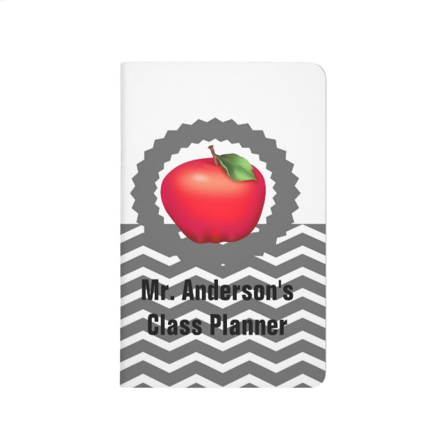 Personalised Teachers Grey Chevron Apple Planner Journal (Front)
