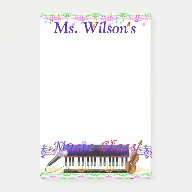 Personalised Teachers Music Class Post-it® Notes (Front)