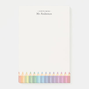 Personalised Teacher's Name Colourful Pencils Post-it Notes
