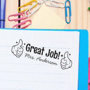 Personalised Teacher's Name Great Job Thumbs Up  Self-inking Stamp