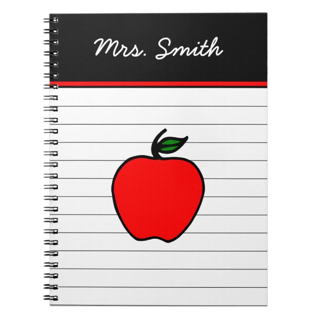 Personalised Teacher's Red Apple Notebook Gift (Front)