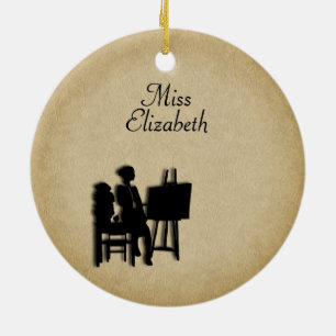 Personalised Teacher's Room Leather Look Ceramic Tree Decoration