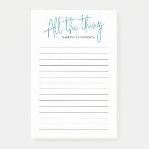 Personalised Teal All the Things to do list Post-it Notes