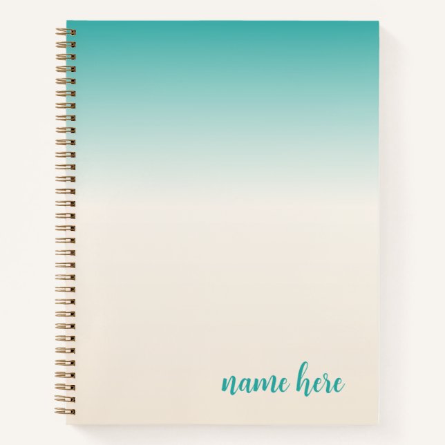 Personalised Teal and Beige Notebook (Front)