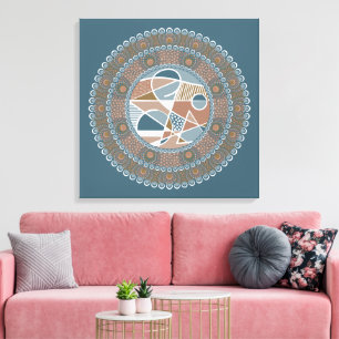 Personalised Teal and Gold Abstract Accent Mandala Canvas Print