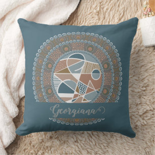 Personalised Teal and Gold Abstract Accent Mandala Cushion