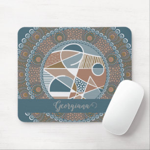 Personalised Teal and Gold Abstract Accent Mandala Mouse Mat