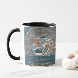Personalised Teal and Gold Abstract Accent Mandala Mug