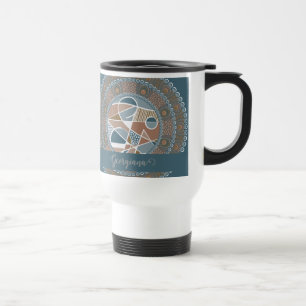 Personalised Teal and Gold Abstract Accent Mandala Travel Mug