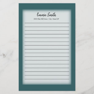 Personalised Teal and White Lined Stationery