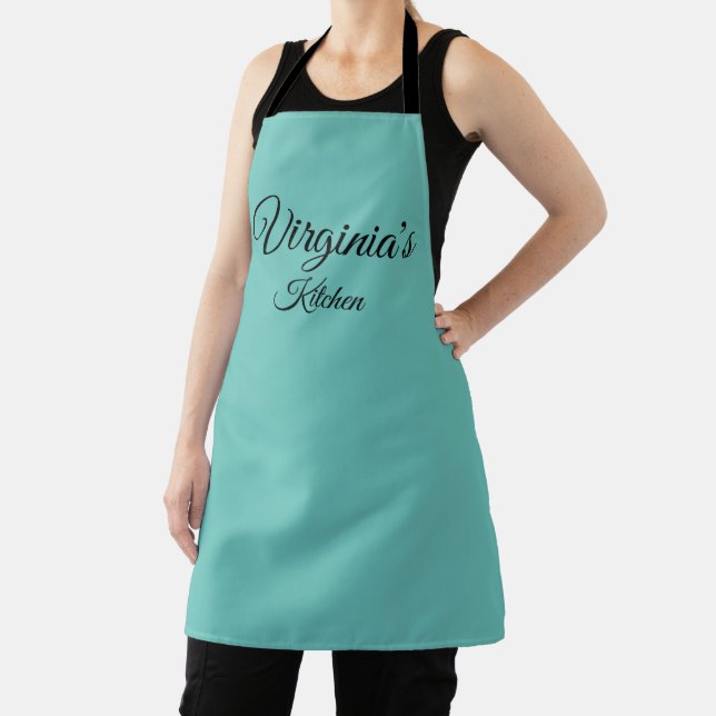Personalised Teal Apron (Insitu)