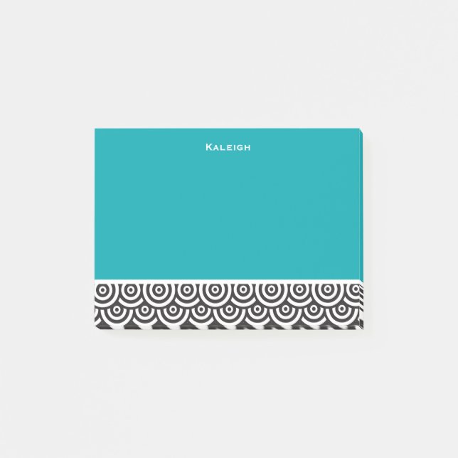 Personalised Teal Black and White Retro Post-it Notes (Front)