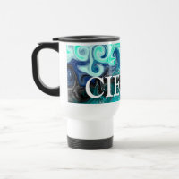 Personalised Teal Blue and Black Fluid Art Marble