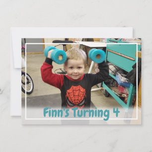 Personalised Teal Blue Boy's Photo Birthday  Invitation