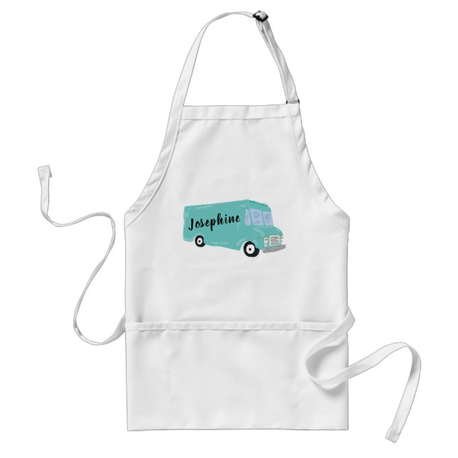 Personalised Teal Blue Food Truck Standard Apron (Front)