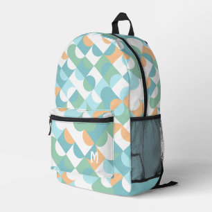 Personalised Teal Blue Green Orange Midcentury Art Printed Backpack