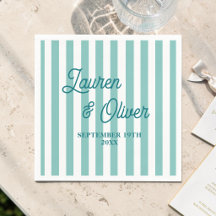 Personalised Teal Blue Wedding Engagements Striped