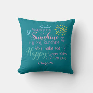 Personalised Teal Blue You Are My Sunshine Cushion