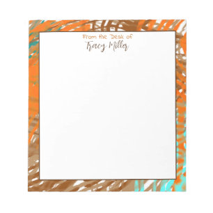 Personalised Teal, Brown and Orange Abstract Notepad