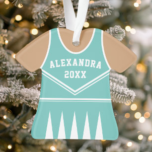 Personalised Teal Cheerleader Uniform Ornament