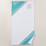 Personalised Teal Coral Wedding Beach Towel<br><div class="desc">This customisable  beach wedding keepsake makes a perfect gift for both bridesmaids and groomsmen.
In shades of teal with coral and white this beach towel is simple and modern and a lovely way to remember your special day.</div>